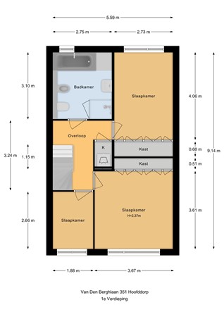 Floorplan - Van den Berghlaan 351, 2132 AK Hoofddorp